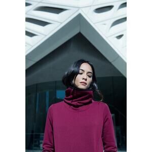 Aether Cowl Neck Women’s Plush Pullover Size Small Burgundy